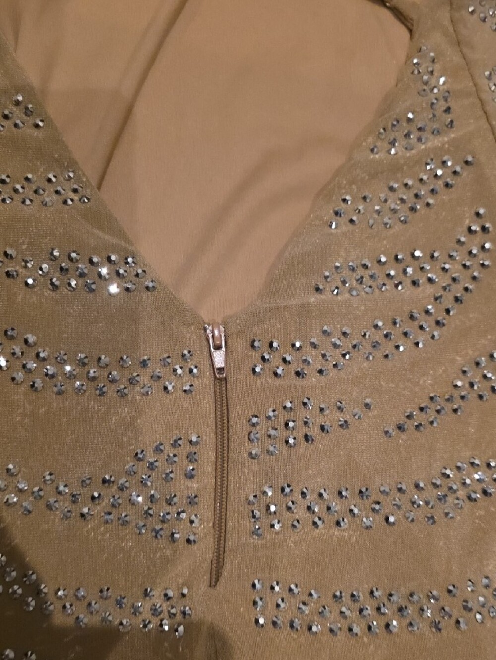 Symphony Gold Rhinestone Bodycon Mini Dress - Picture 4 of 5